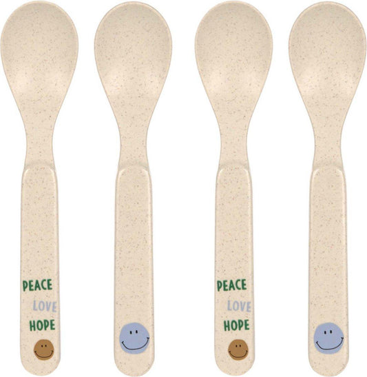 Set de 4 cuillères Happy Rascals - Smile sky blue - Laessig