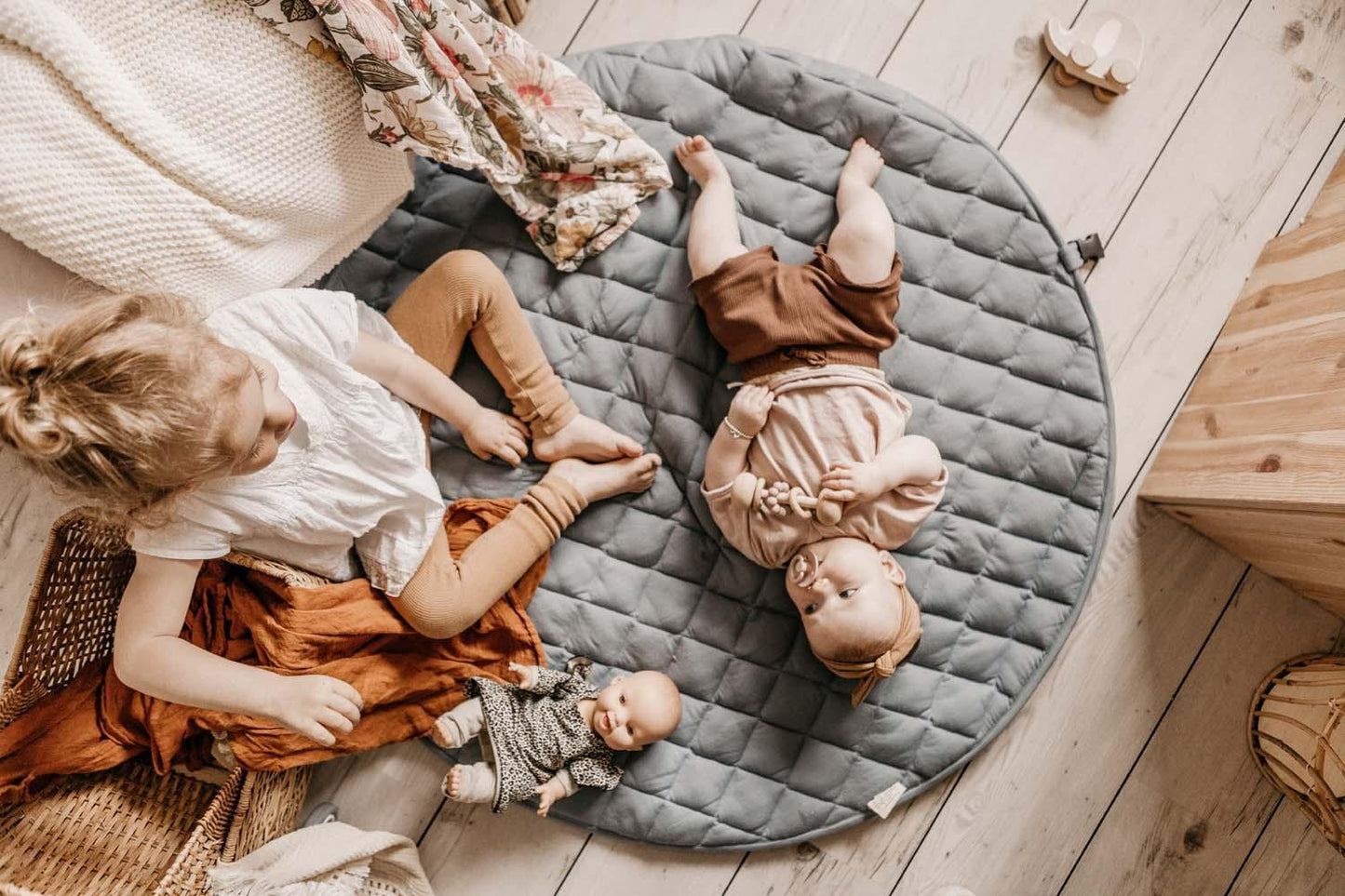 Sac à jouets et tapis d'éveil - Dusty Blue - Organic