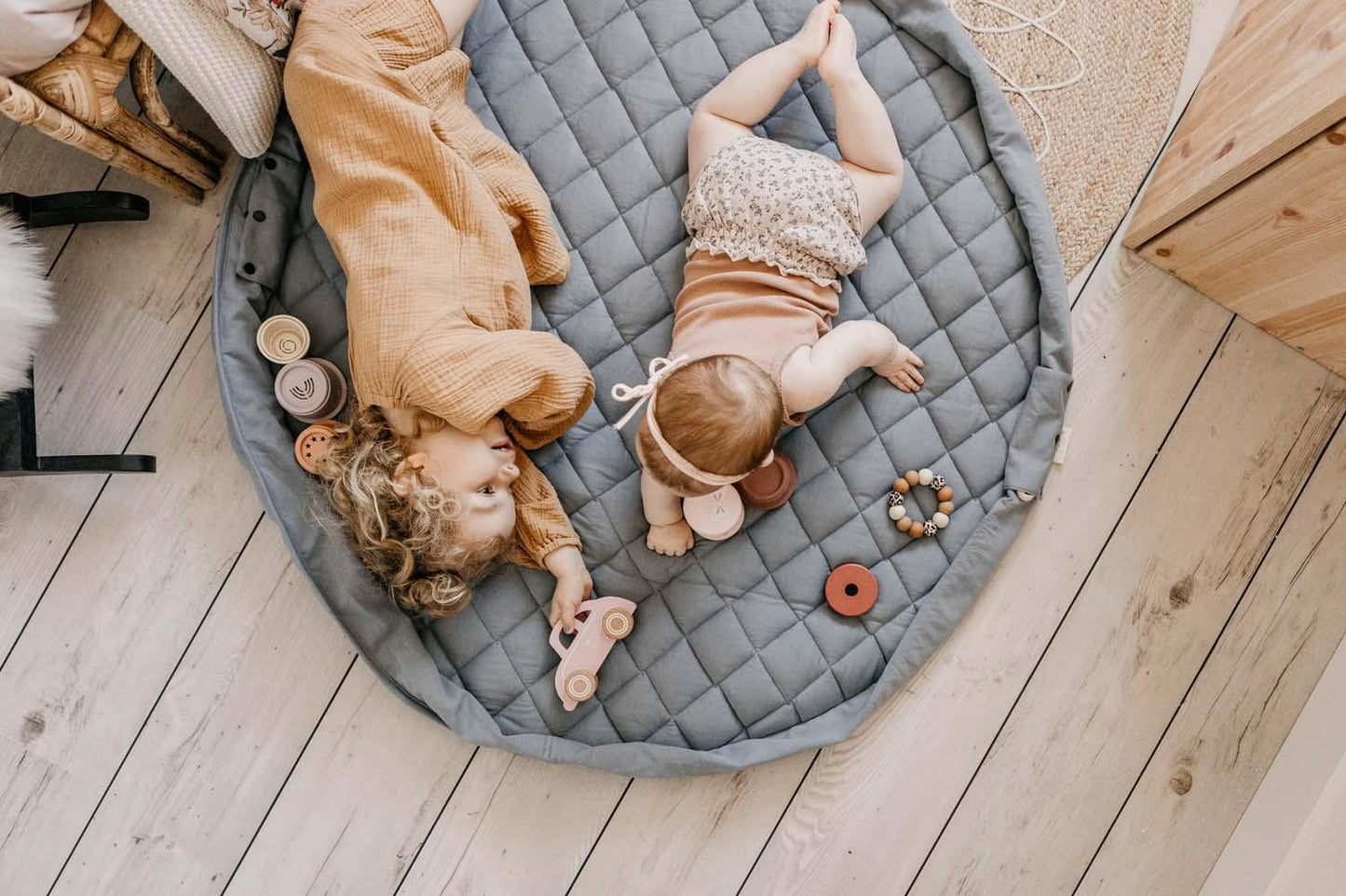 Sac à jouets et tapis d'éveil - Dusty Blue - Organic