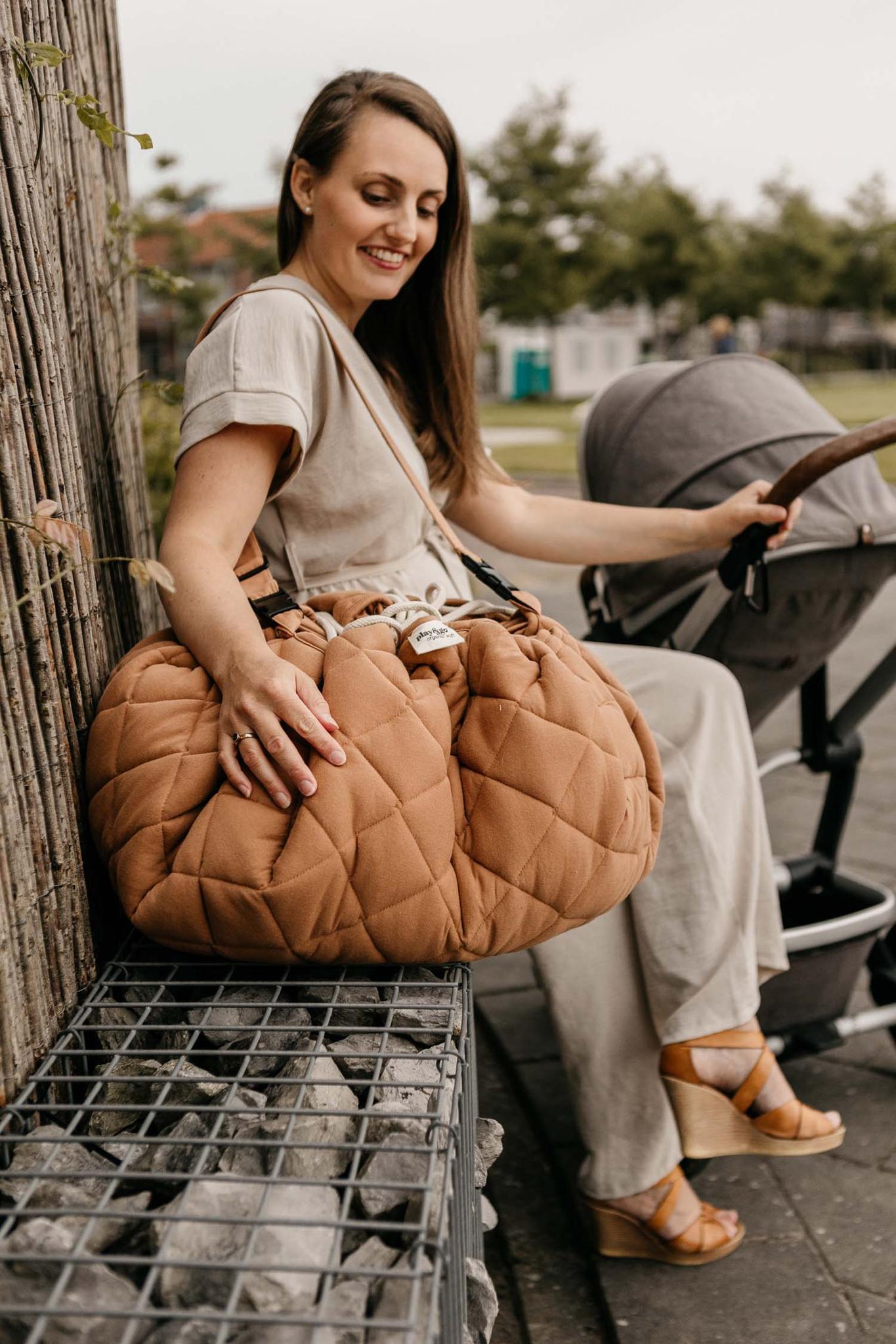 Sac à jouets et tapis d'éveil - Tawny Brown - Organic