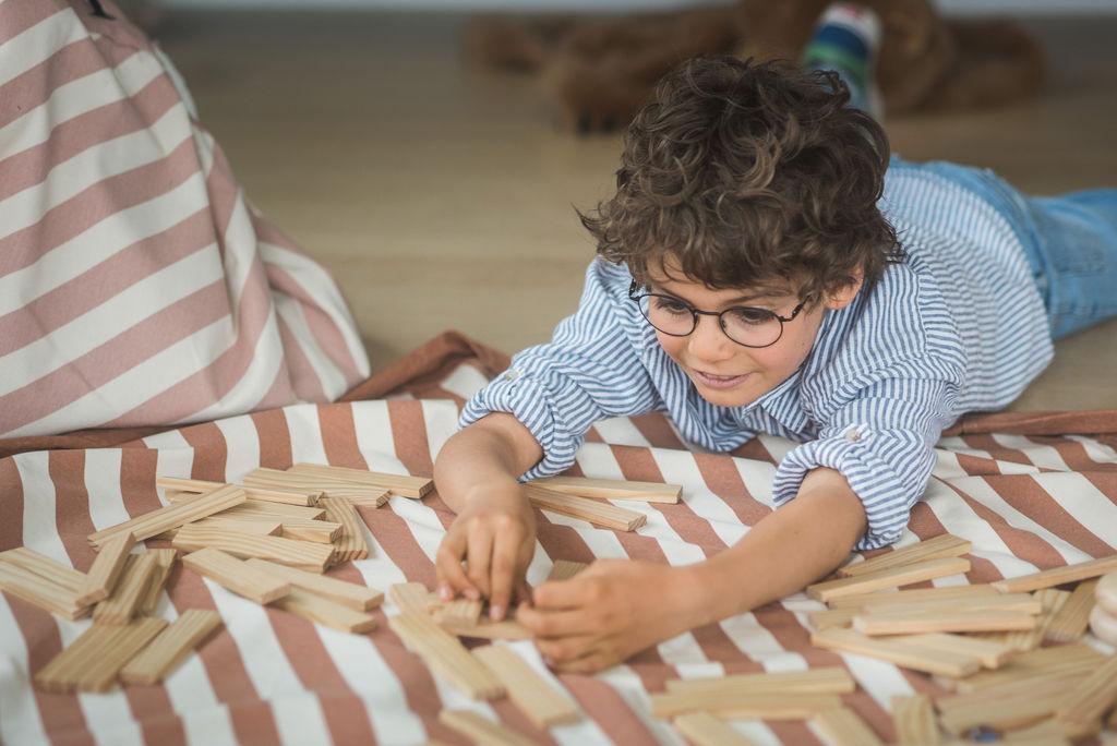 Sac à jouets et tapis de jeu - Stripes Brown