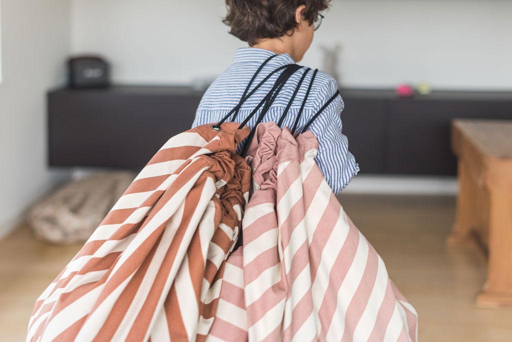 Sac à jouets et tapis de jeu - Stripes Pink New