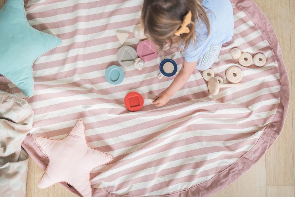 Sac à jouets et tapis de jeu - Stripes Pink New