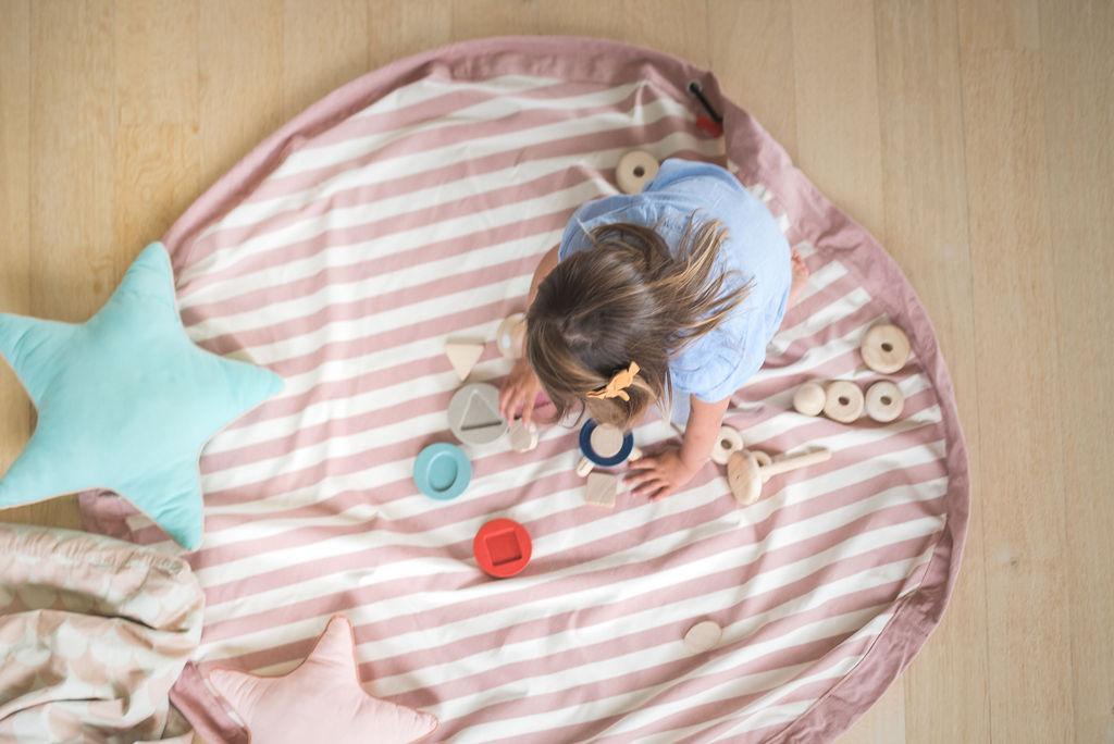 Sac à jouets et tapis de jeu - Stripes Pink New