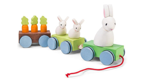 Jouet train en bois la famille lapin - dès 12 mois - Le Toy Van