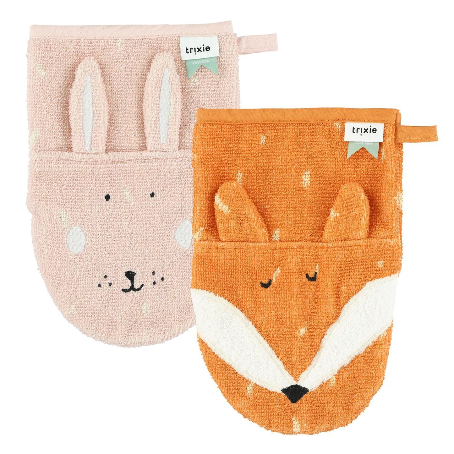 Set of 2 Washcloths - Mrs. Rabbit & Mr. Fox by Trixie