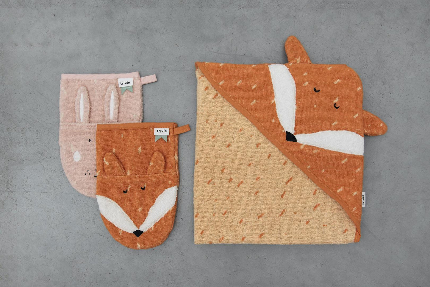 Set of 2 Washcloths - Mrs. Rabbit & Mr. Fox by Trixie