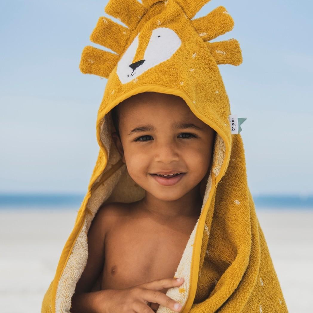 Hooded Bath Cape Mr. Lion - Trixie - 100% Organic Cotton - 70 x 130 cm - Machine Washable at 30°C