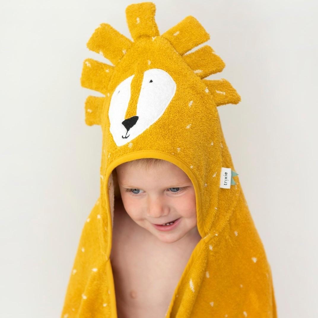 Hooded Bath Cape Mr. Lion - Trixie - 100% Organic Cotton - 70 x 130 cm - Machine Washable at 30°C