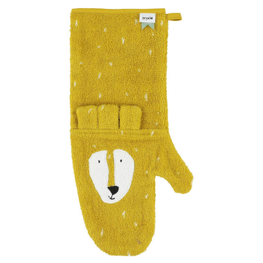 Long Shower Glove Mr. Lion - Trixie - 100% Organic Cotton - 15 x 43 cm - Machine Washable at 30°C