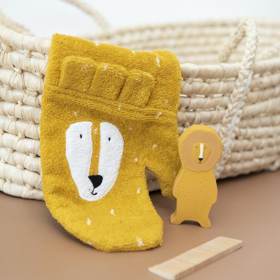 Long Shower Glove Mr. Lion - Trixie - 100% Organic Cotton - 15 x 43 cm - Machine Washable at 30°C