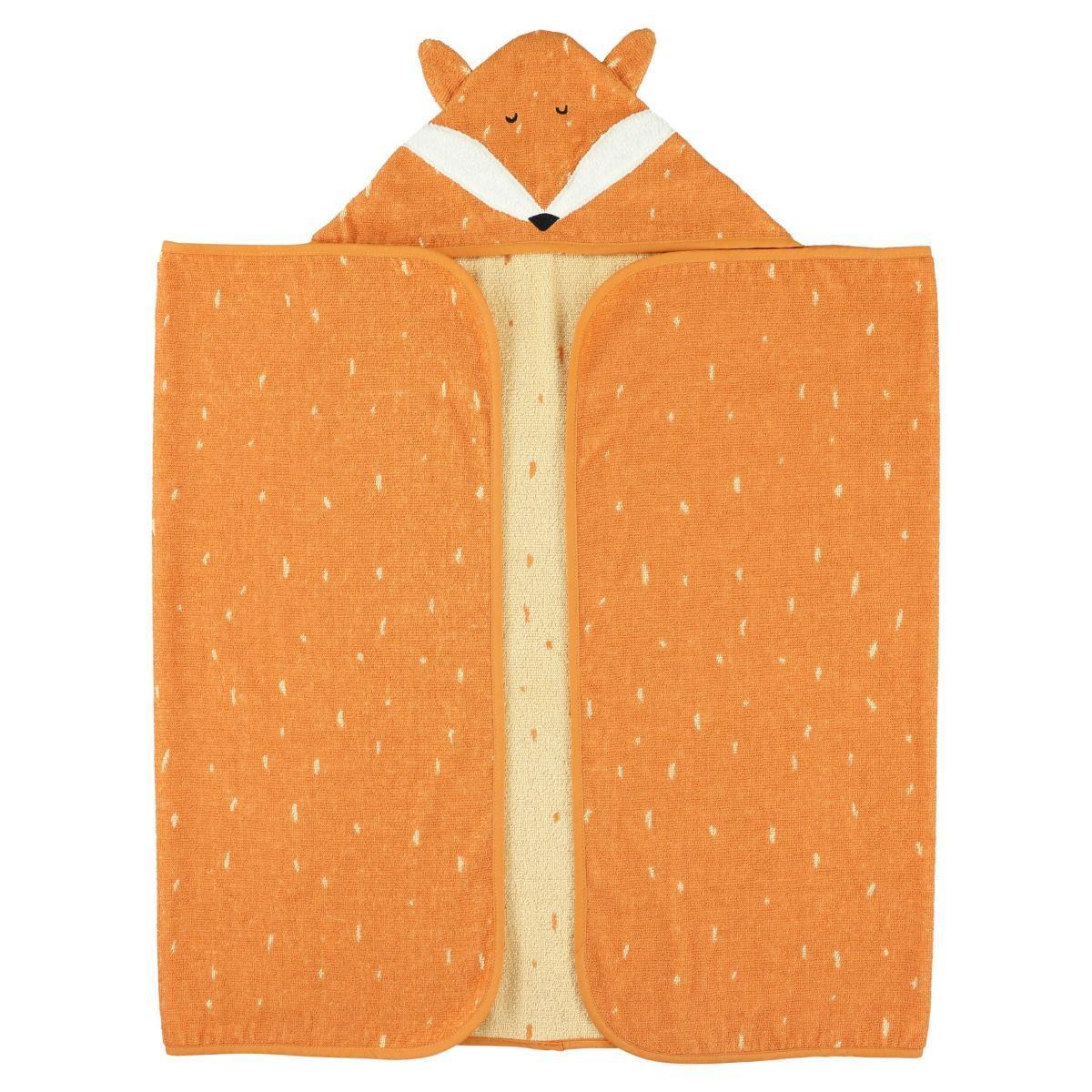 Trixie Mr. Fox Organic Cotton Hooded Baby Bath Cape - Orange 70 x 130 cm