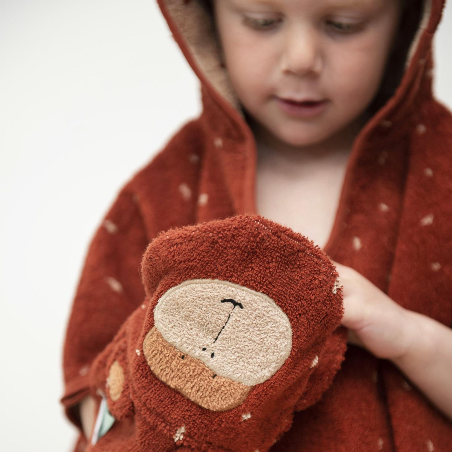 Mr. Monkey Bath Poncho by Trixie - 100% Organic Cotton - Ideal for 2-4 Year Olds