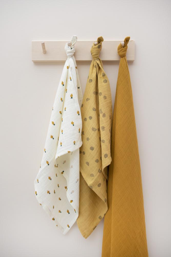 Set of 3 Organic Cotton Muslin Swaddles - Tiny Turnip by Trixie