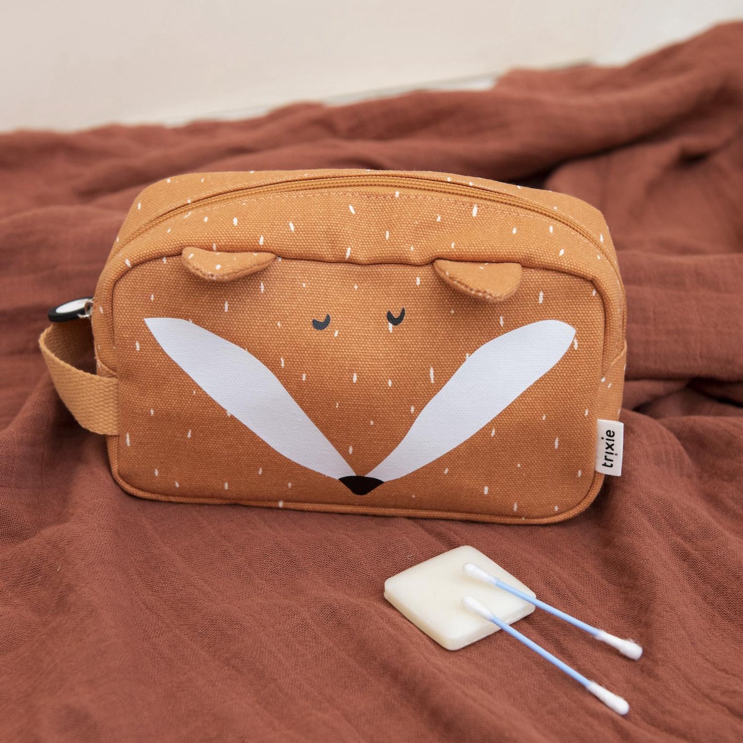 Kids Trousse de Toilette - Mr. Fox by Trixie - 8 Animals Available, 20 x 12 x 8 cm, 100% Cotton, Easy to Clean