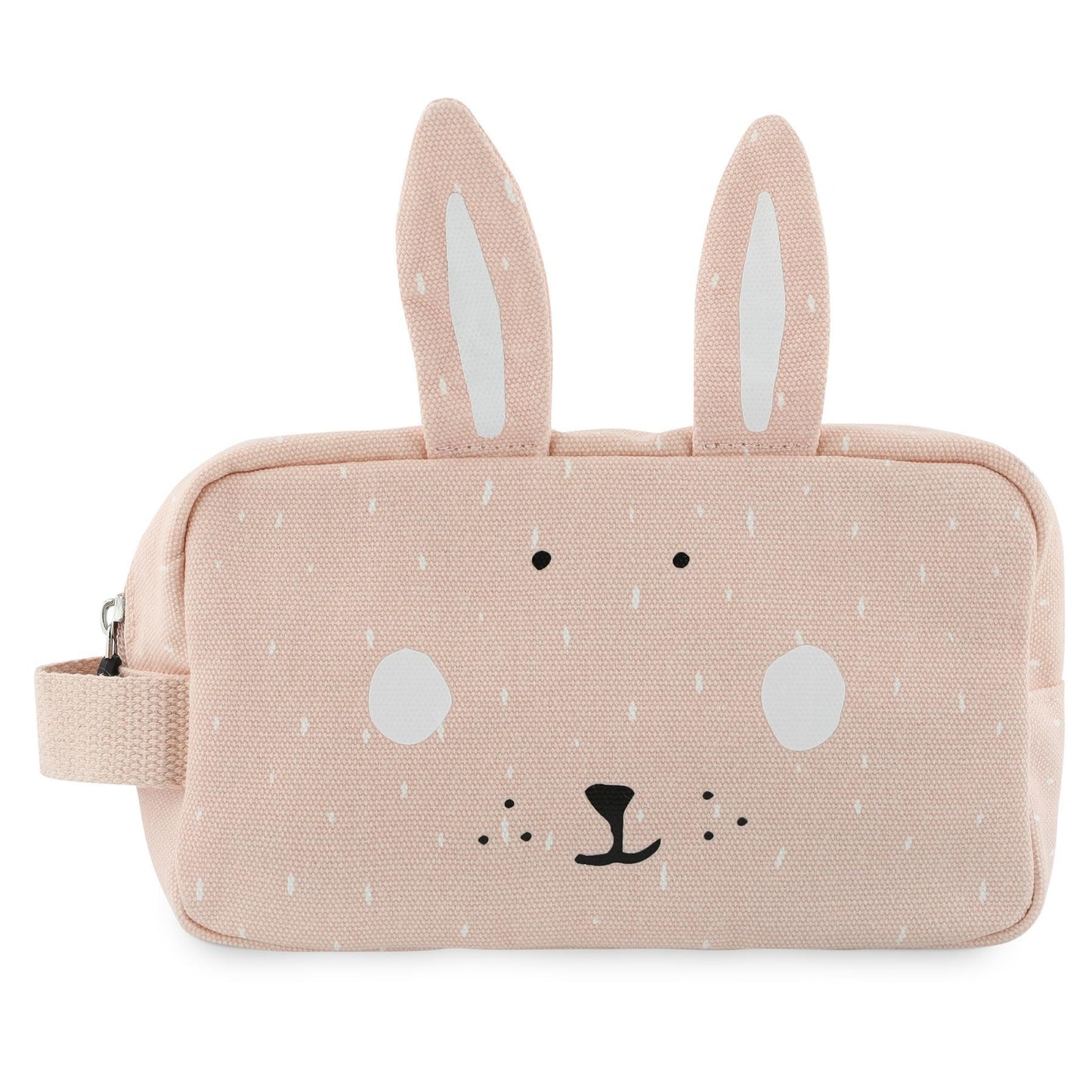 Trixie Mrs. Rabbit Kids Toiletry Bag - 2 Compartments, Name Tag, Handle, Zipper - 8 Animal Designs