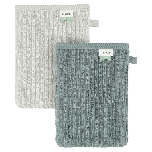 Set of 2 Organic Cotton Washcloths - Hush Petrol by Trixie, 100% cotton, 20 x 14 cm, from birth