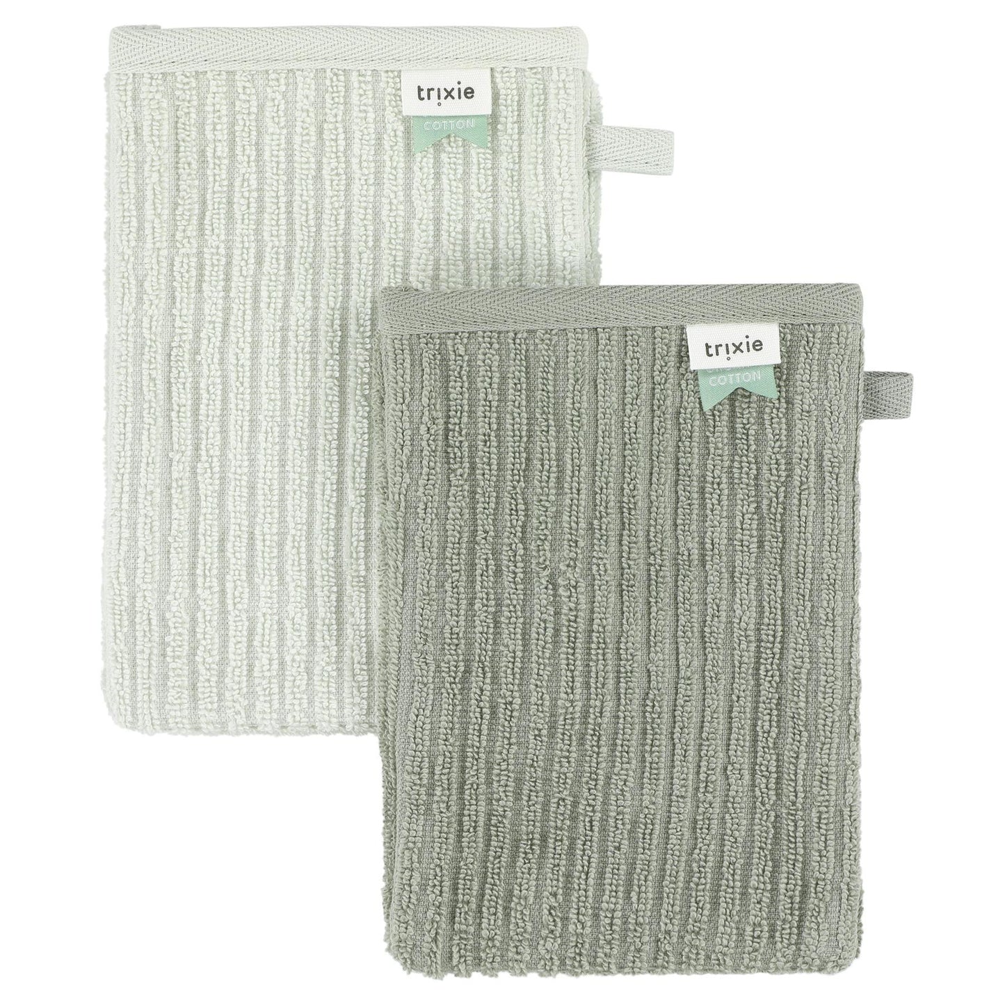 Set of 2 organic cotton washcloths - Hush Olive by Trixie