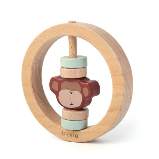 Round wooden rattle - Mr. Monkey by Trixie