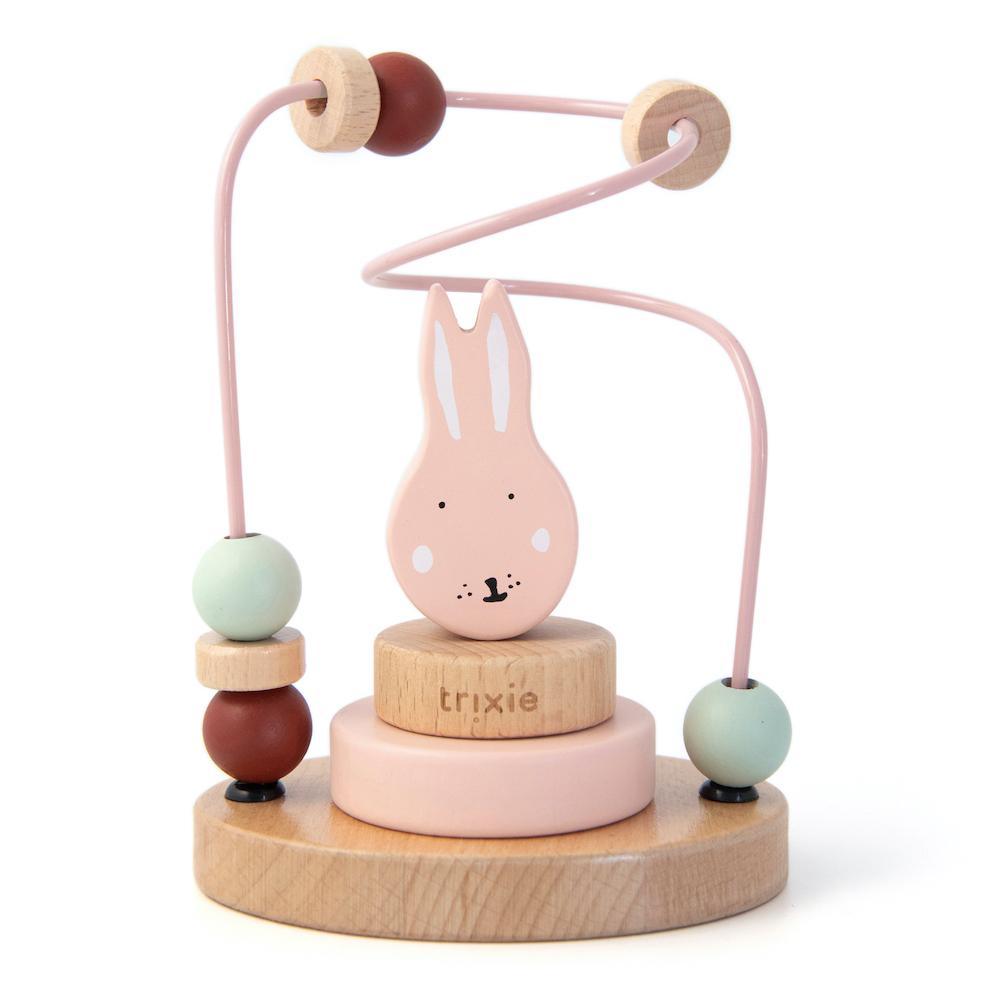 Wooden Bead Maze - Mrs. Rabbit by Trixie - FSC Certified Wood - Water-based Paint - Motor Skills Development - 15 x 11 x 8 cm