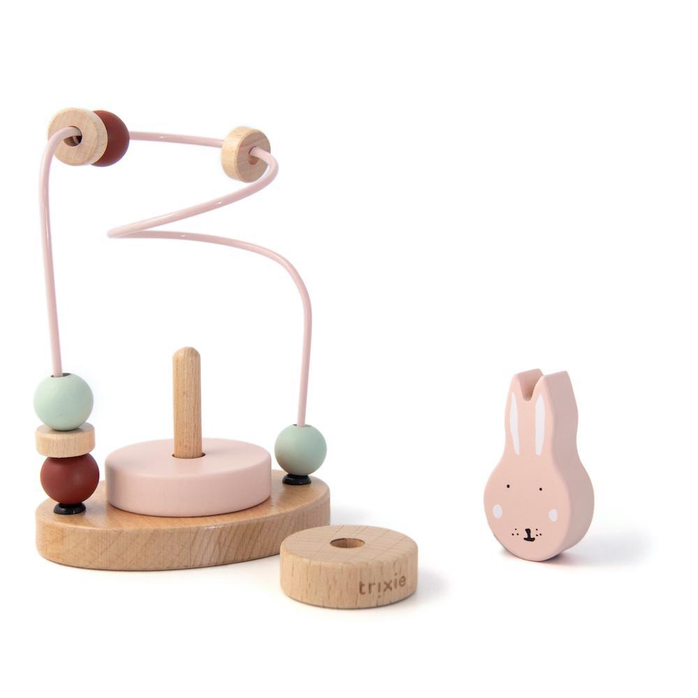 Wooden Bead Maze - Mrs. Rabbit by Trixie - FSC Certified Wood - Water-based Paint - Motor Skills Development - 15 x 11 x 8 cm