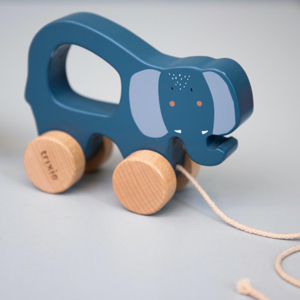 Wooden Pull Toy - Mrs. Elephant by Trixie