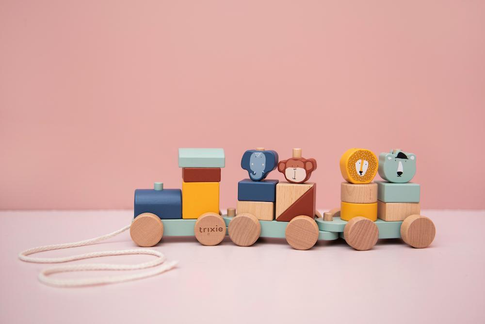 Wooden Animal Train Toy by Trixie - World Of Play Collection - Perfect 1st Birthday Gift - FSC Certified Wood - 10 x 30 x 8 cm