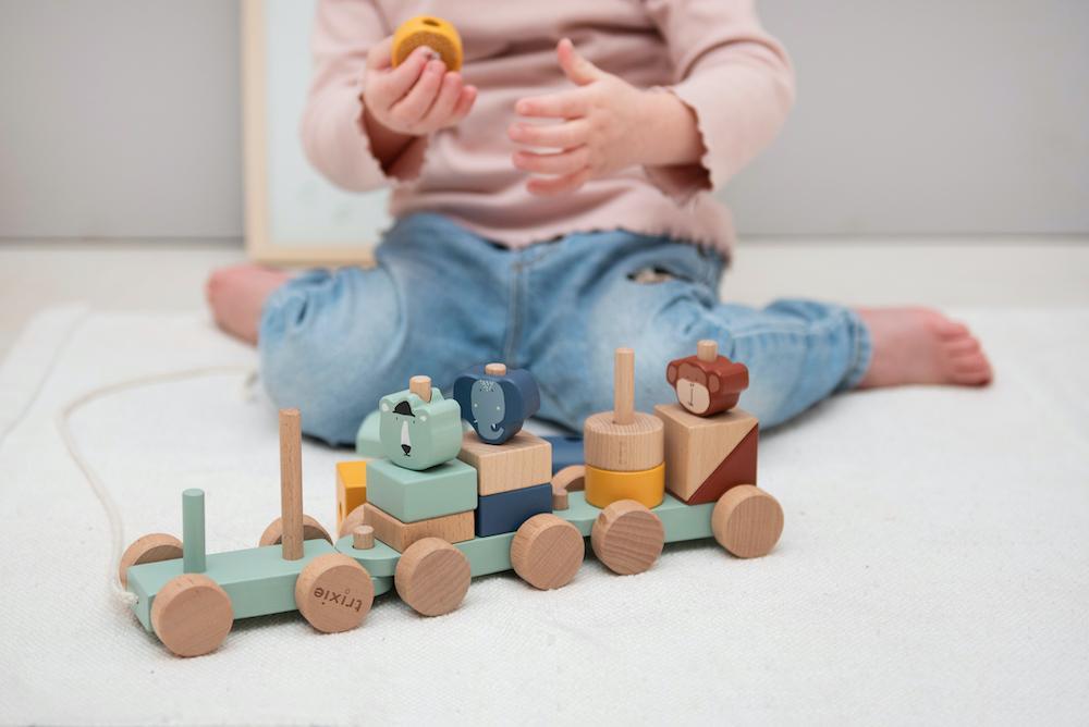 Wooden Animal Train Toy by Trixie - World Of Play Collection - Perfect 1st Birthday Gift - FSC Certified Wood - 10 x 30 x 8 cm