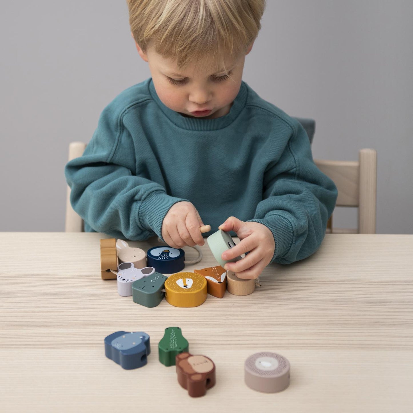 Wooden Animal Bead Threading Set for Children by Trixie