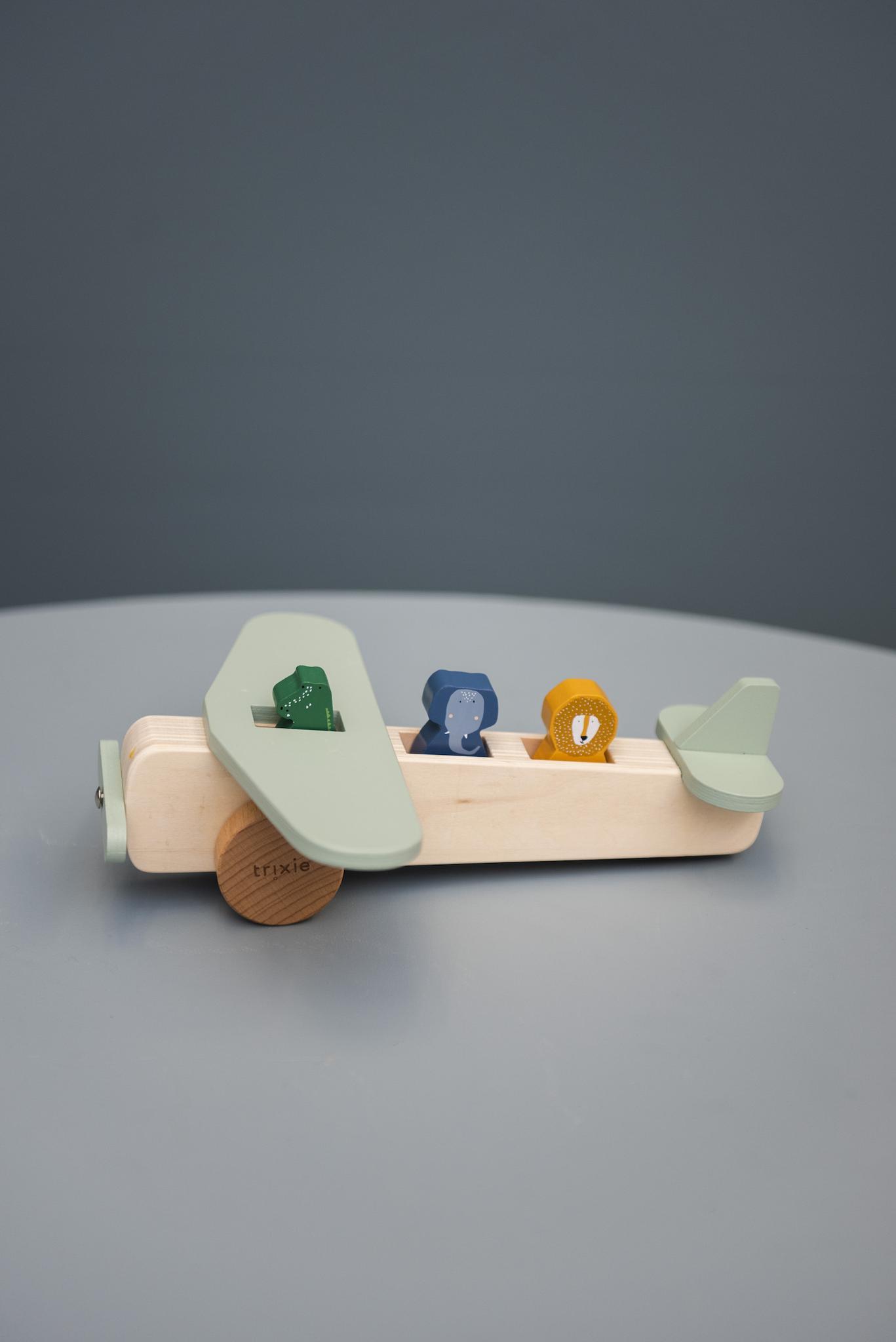 Wooden Airplane Toy with Animals - Trixie Brand - FSC Certified - Age: 18 months +