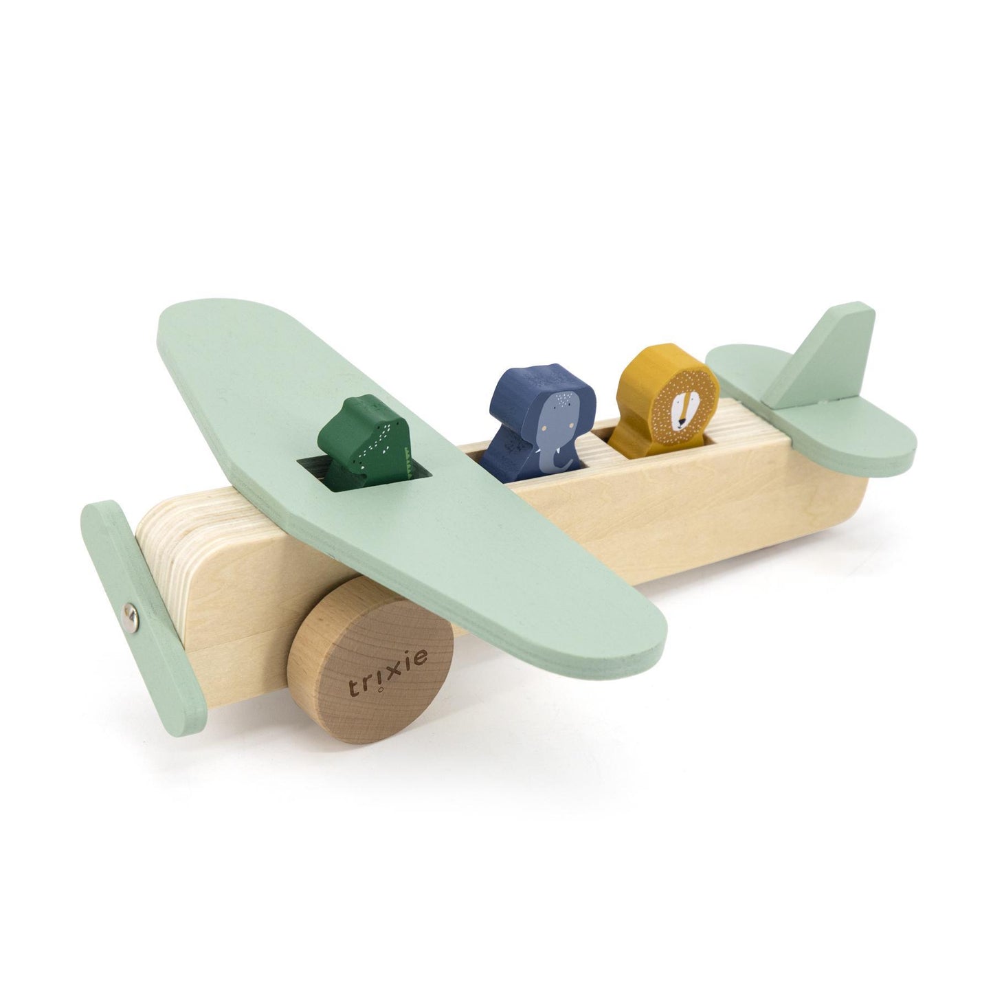 Wooden Airplane Toy with Animals - Trixie Brand - FSC Certified - Age: 18 months +