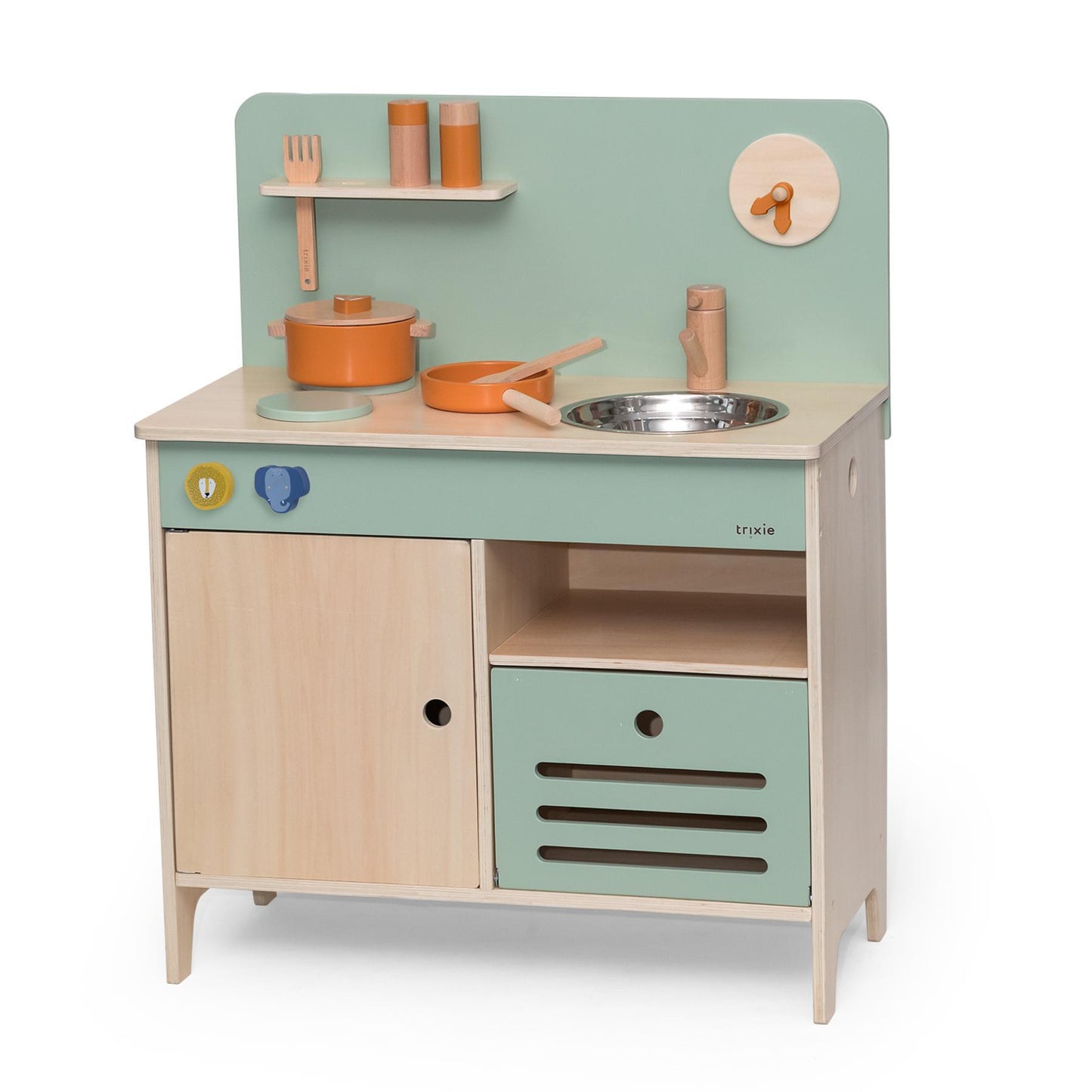 Wooden Play Kitchen by Trixie - Age: 3 years + | Dimensions: 31 x 60 x 75 cm | Made of 100% FSC© certified beech wood and water-based paint