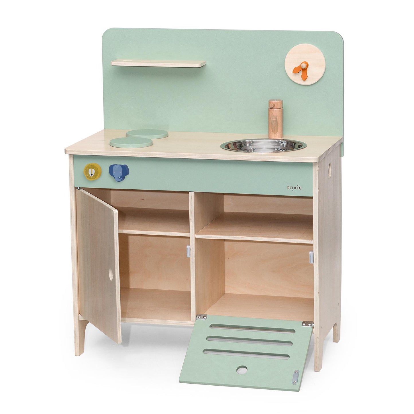 Wooden Play Kitchen by Trixie - Age: 3 years + | Dimensions: 31 x 60 x 75 cm | Made of 100% FSC© certified beech wood and water-based paint