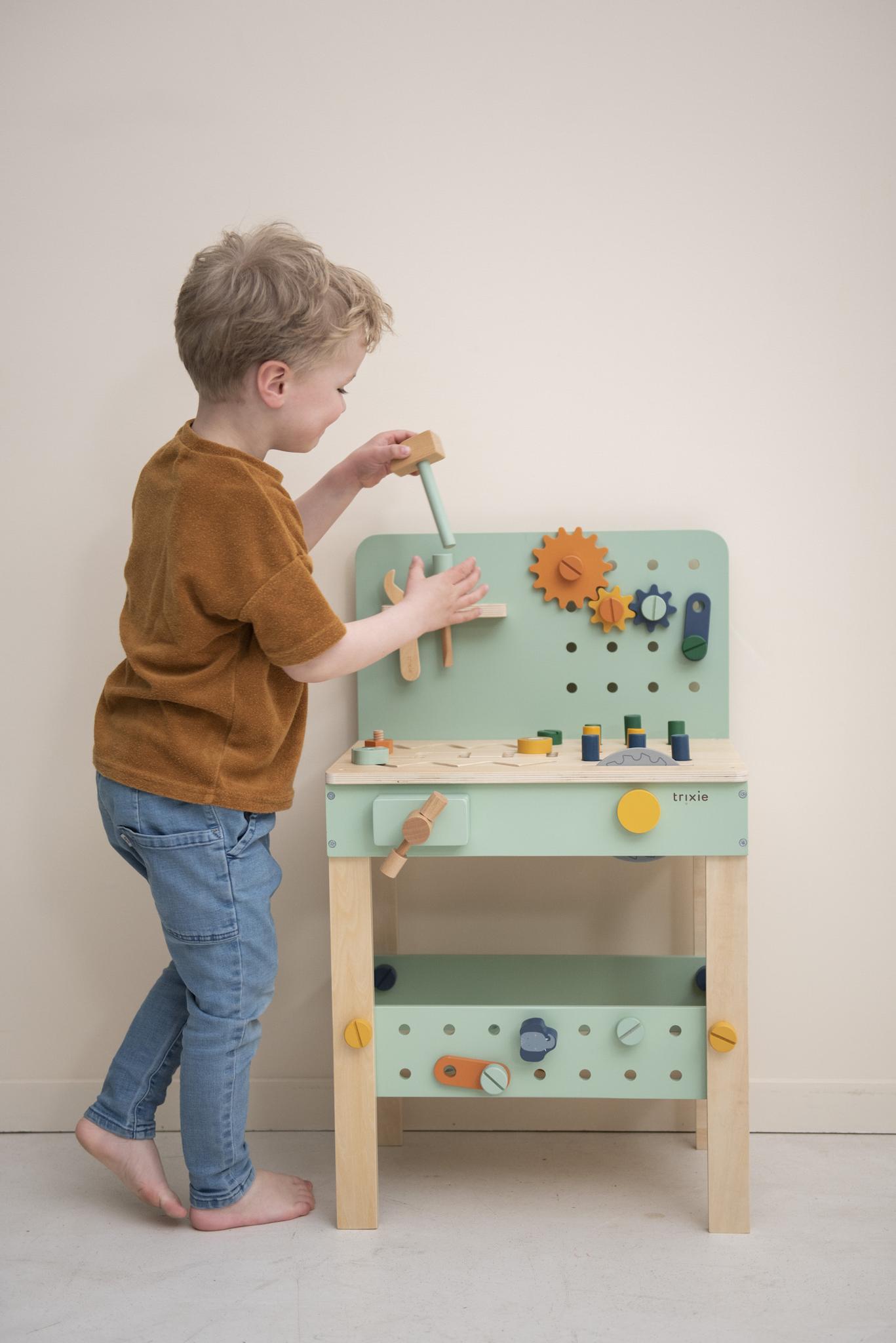 Wooden Workbench by Trixie - Educational Toy for Kids, Age 3+