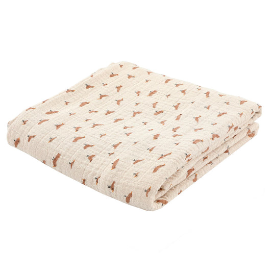 Organic Muslin Swaddle Blanket - Babbling Birds by Trixie