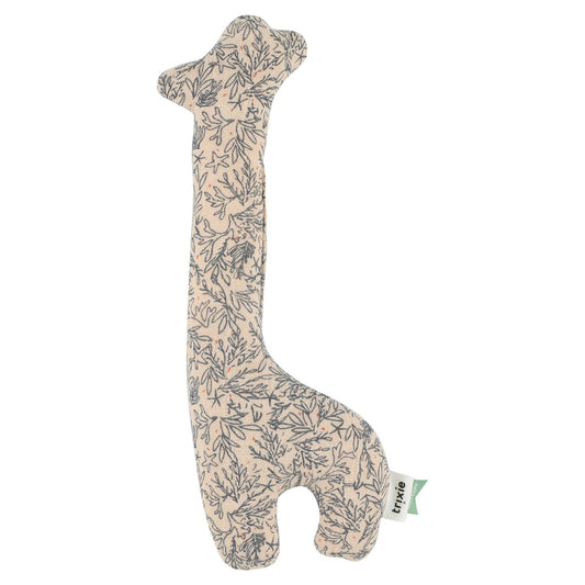 Trixie Giraffe Rattle - Lovely Leaves, 100% Organic Cotton, Birth +, 26 x 9 cm