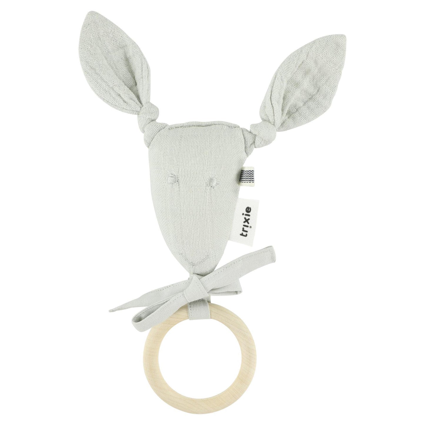 Trixie Wooden Kangaroo Teething Ring - Bliss Grey