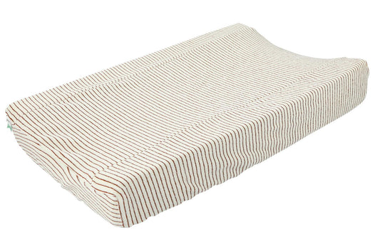 Trixie Stripes Rust Organic Cotton Changing Mat Cover - 45 x 70 cm