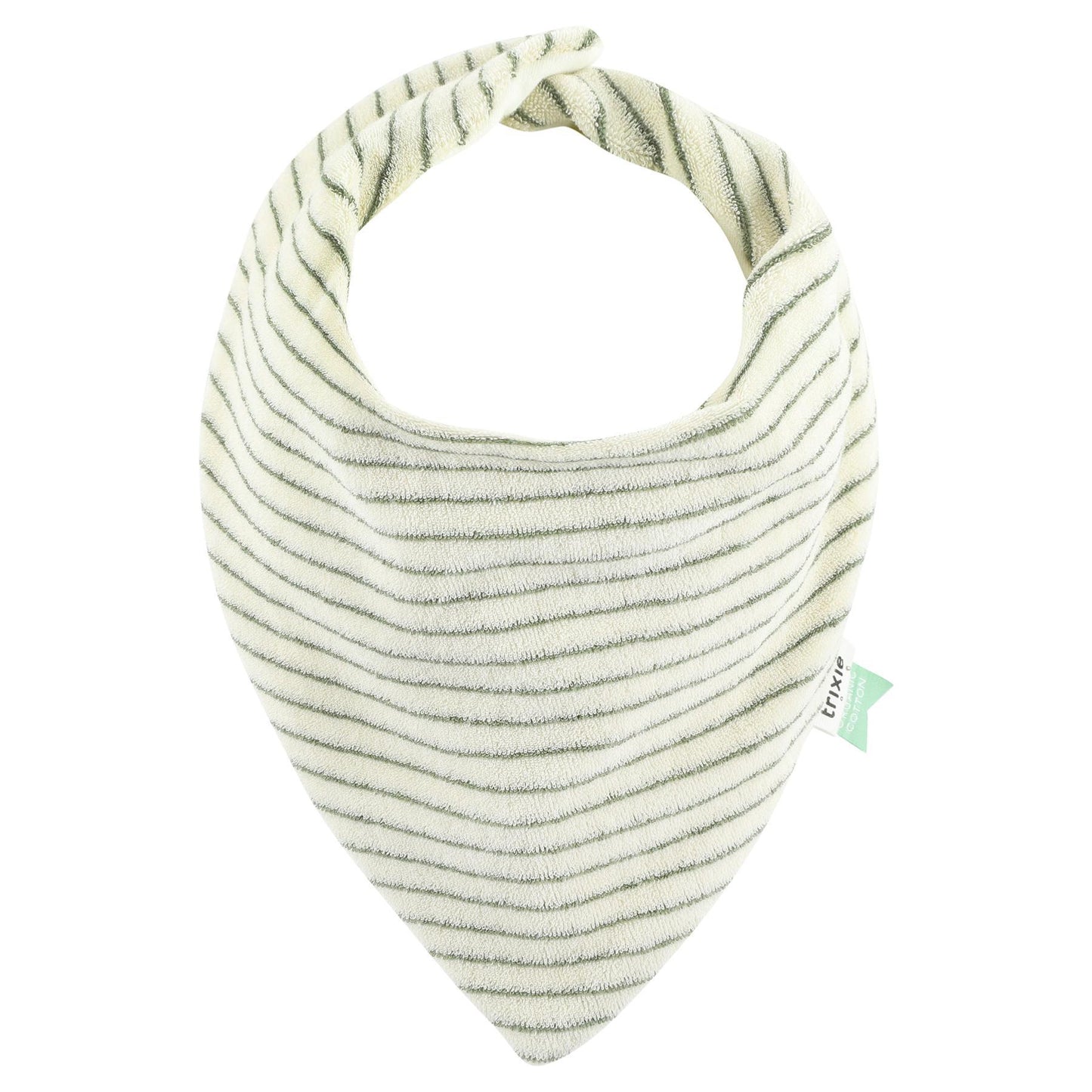 Trixie Stripes Olive Organic Cotton Bandana Bib with Snap Buttons - 43 x 16 cm