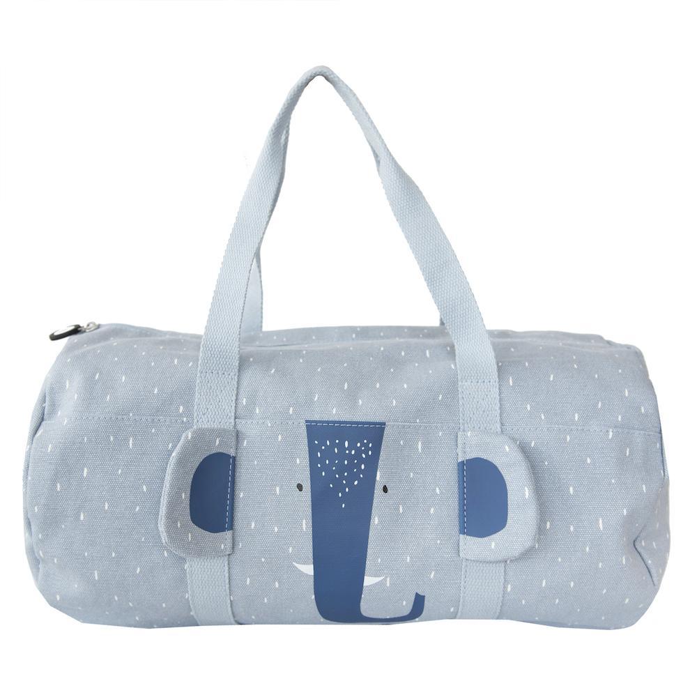 Mrs. Elephant Trixie Weekend/Sports Bag - Blue Elephant Face - 100% Cotton - 45 x 22 cm