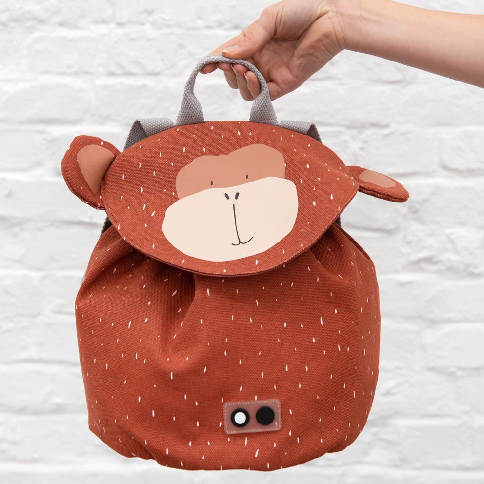 Mr. Monkey Mini Backpack by Trixie - Waterproof Cotton Bag with Reflective Detail