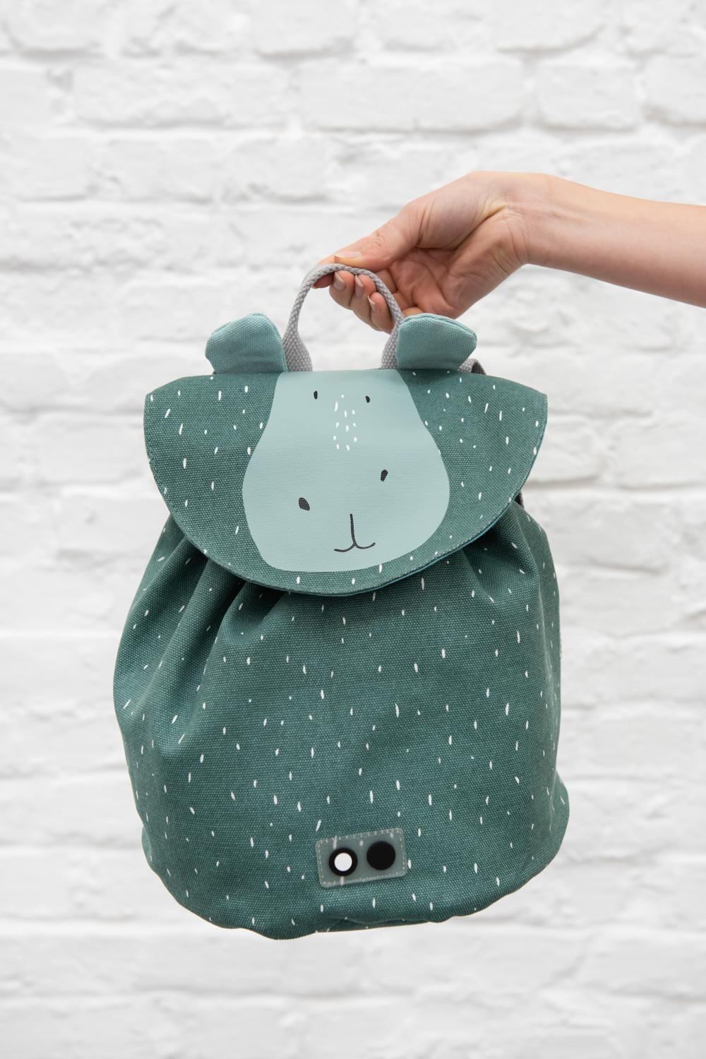 Mr. Hippo Mini Backpack by Trixie - Cotton Coated Waterproof Material - 23 x 30 cm