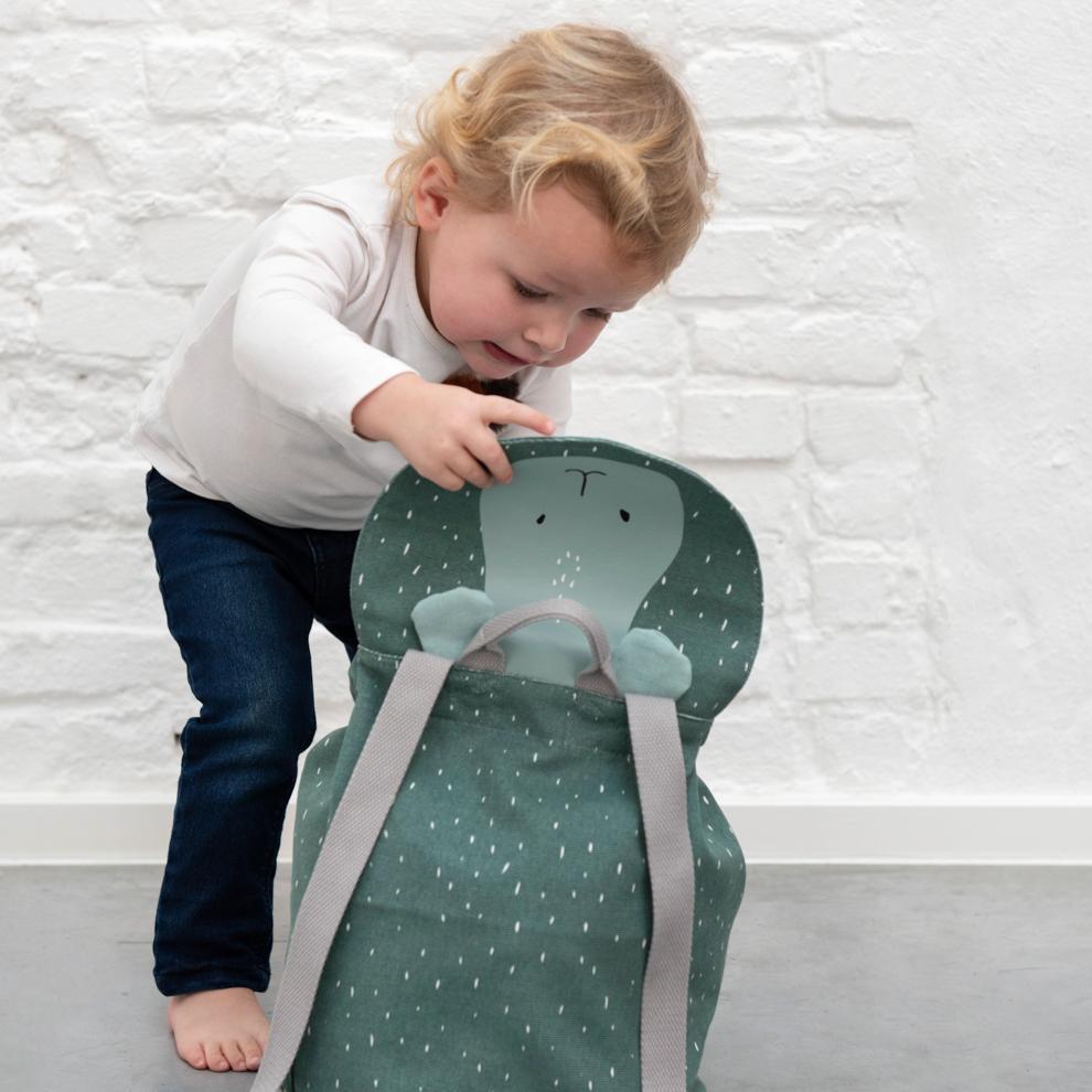 Mr. Hippo Mini Backpack by Trixie - Cotton Coated Waterproof Material - 23 x 30 cm