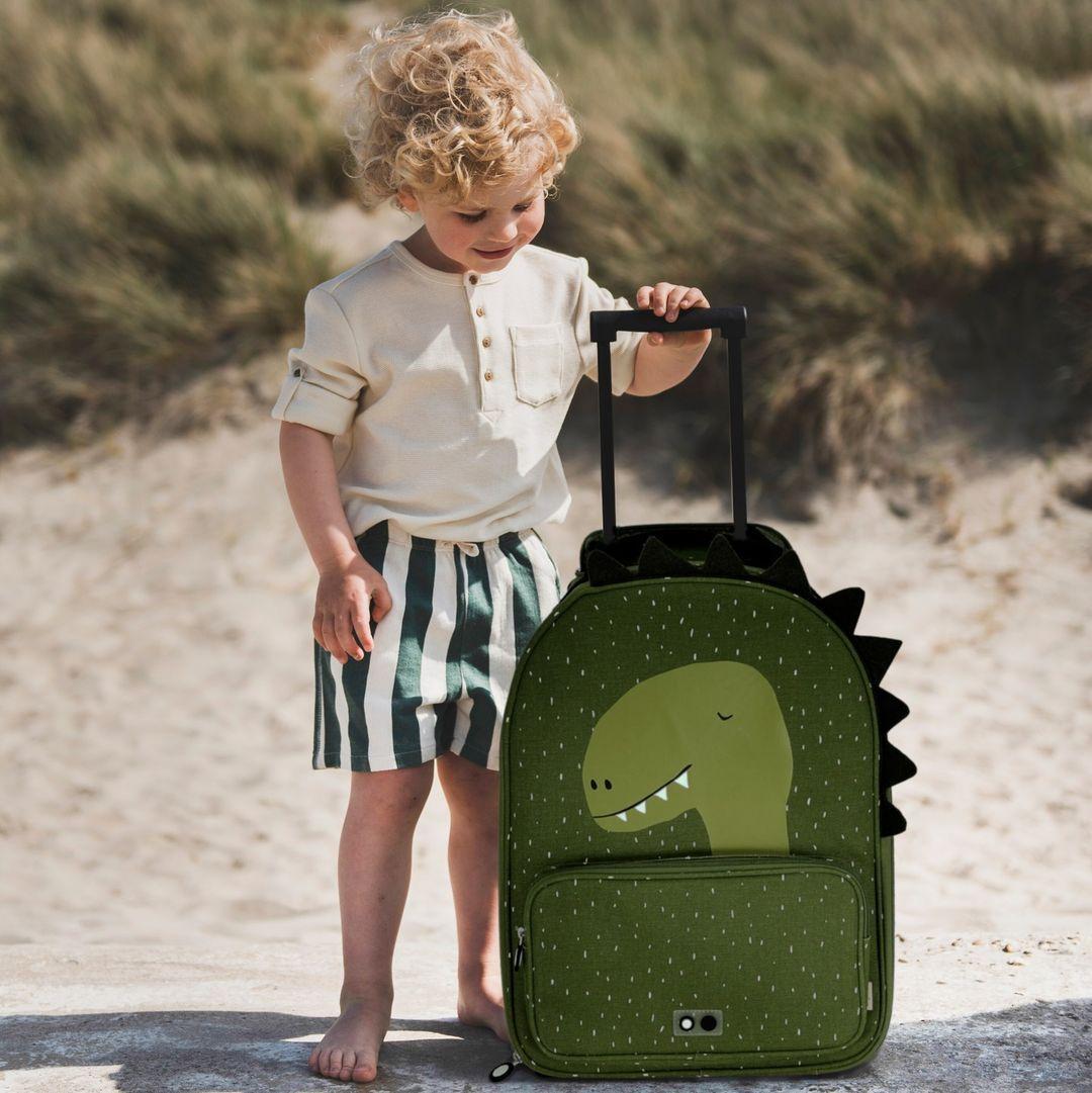 Trixie Mr. Dino Trolley - Kids Travel Bag with Wheels and Handle - 45 x 34 x 15 cm