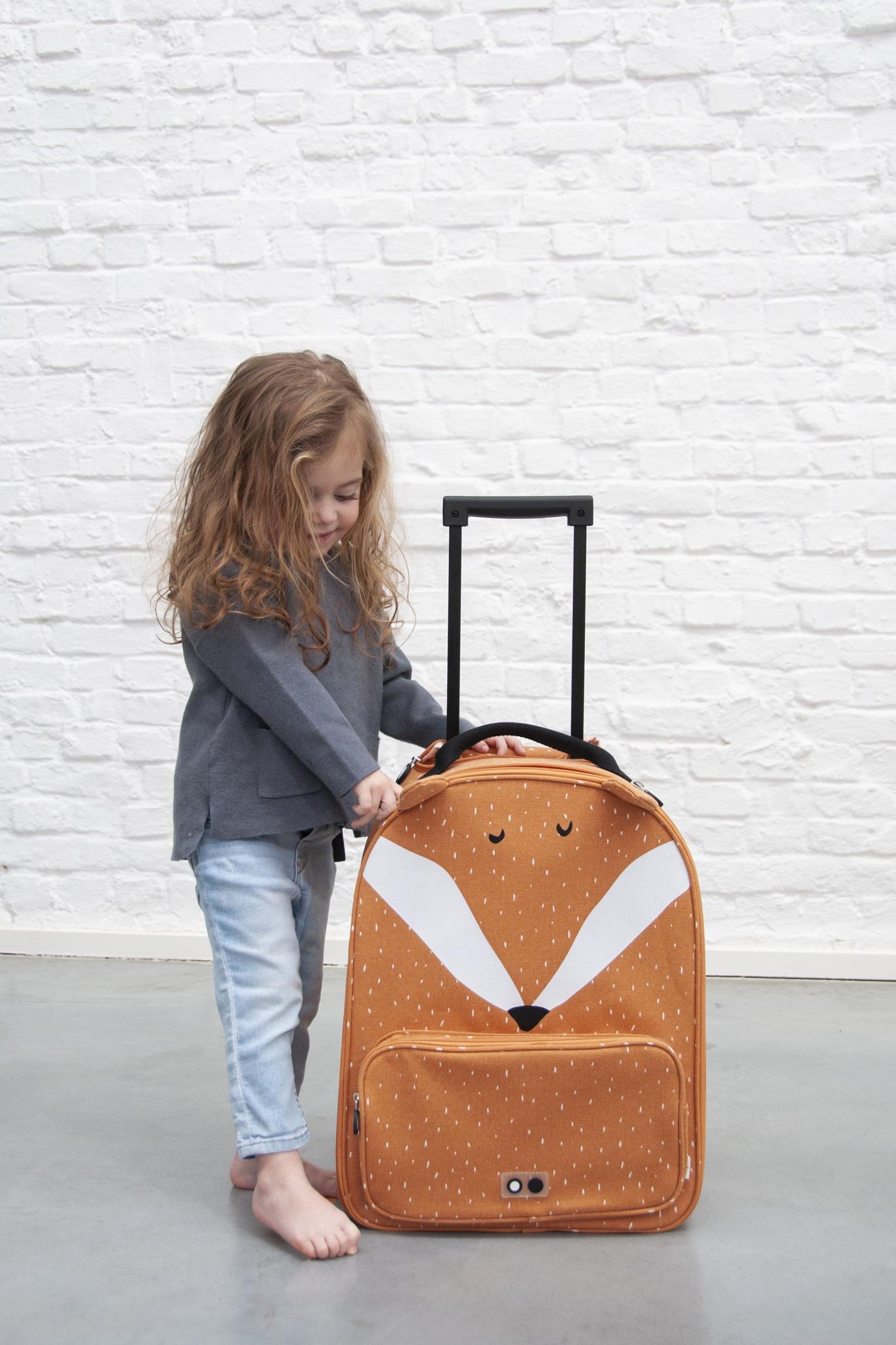 Trixie Mr. Fox Kid's Trolley Bag with Wheels - Cotton and Polyester - 45 x 34 x 15cm