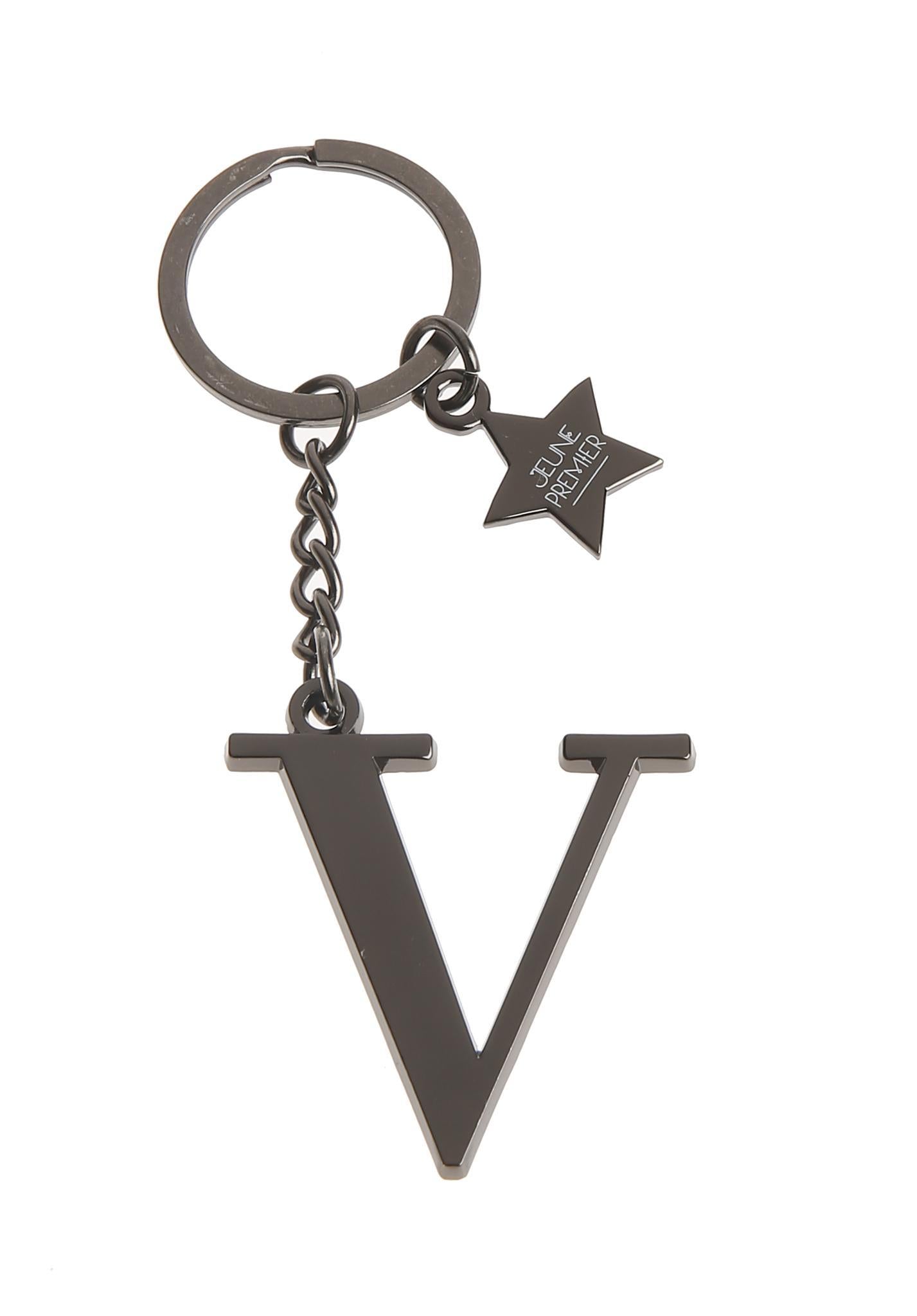 Black V Letter Keychain