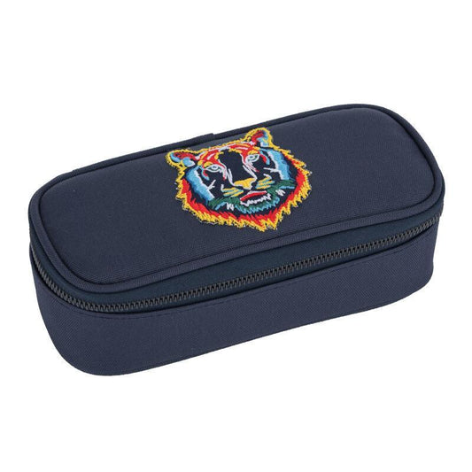 Tiger Navy Pencil Case 7x9.5x21.5cm Blue