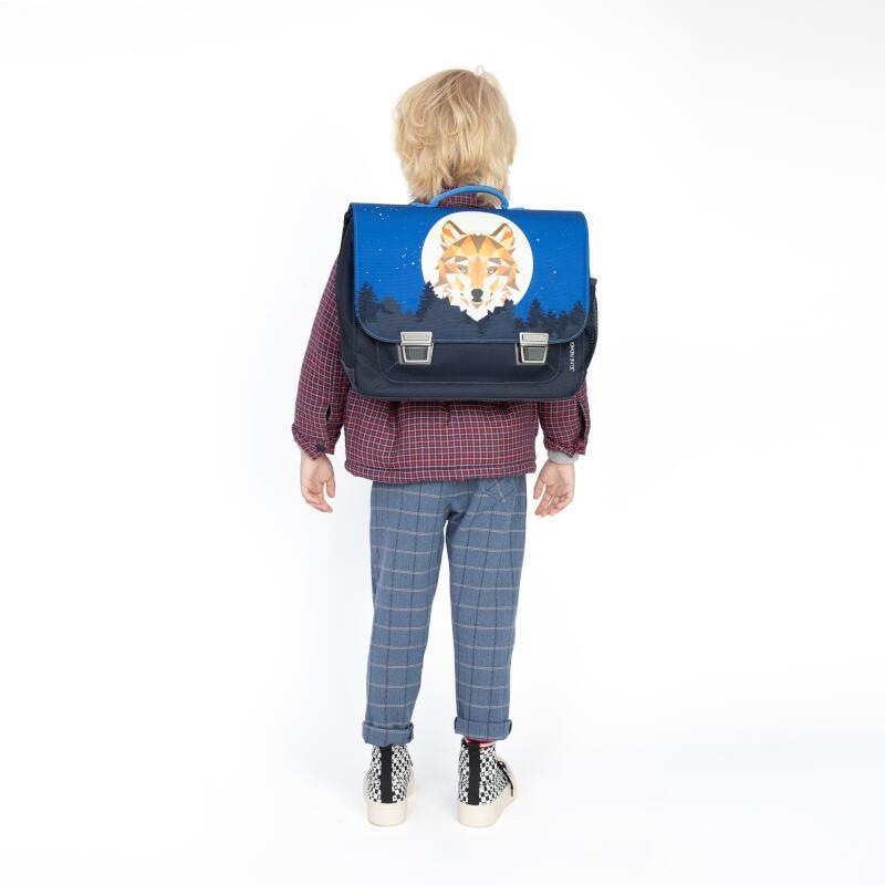 Classic Wolf School Bag - 6-10 yo, 30x15x38cm, 100% polyester