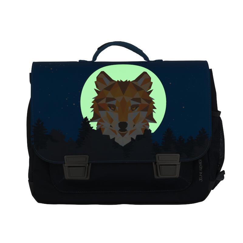 Classic Wolf School Bag - 6-10 yo, 30x15x38cm, 100% polyester