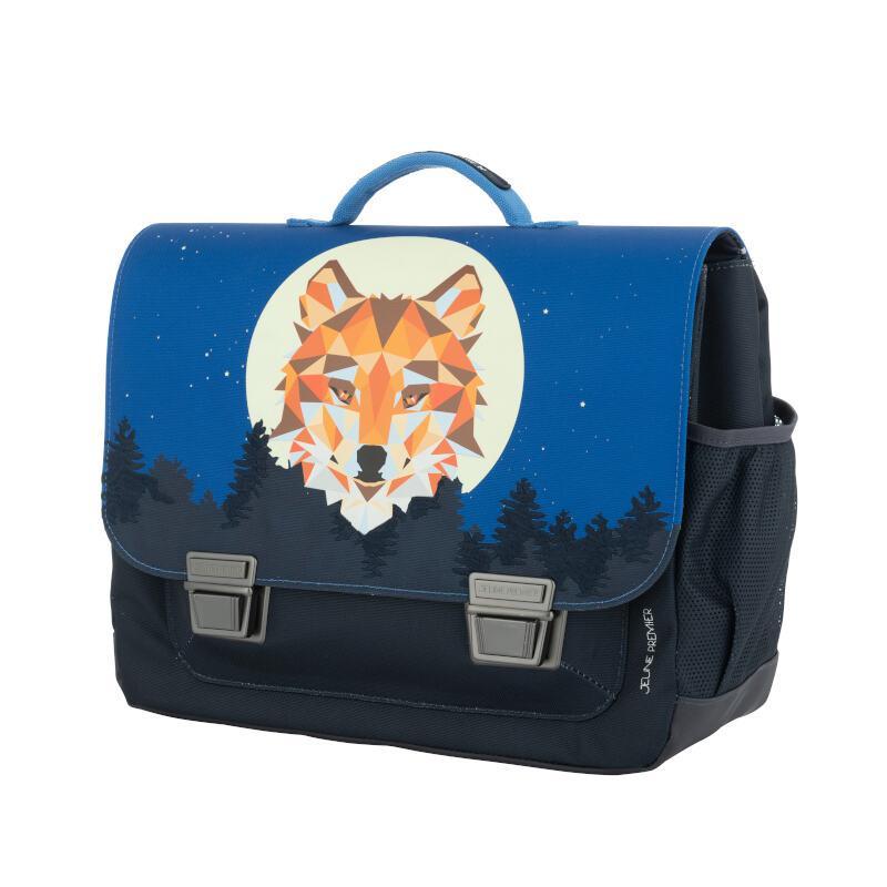 Classic Wolf School Bag - 6-10 yo, 30x15x38cm, 100% polyester